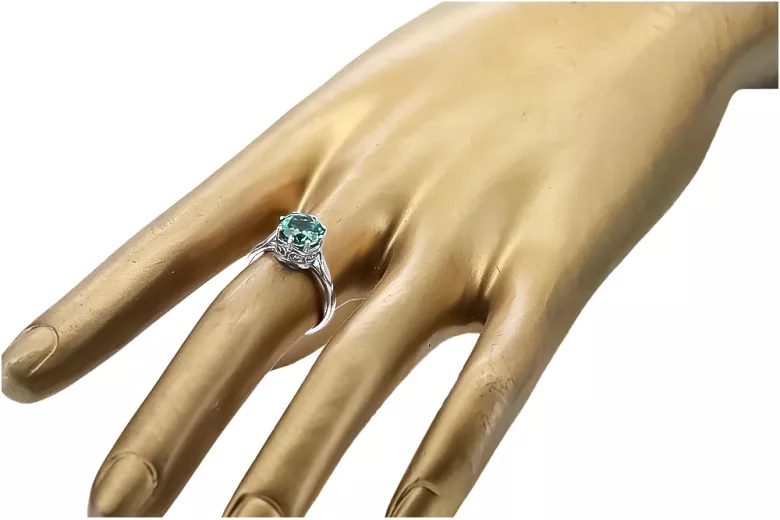 Vintage Handwerk Ring Smaragd Sterling Silber 925 vrc366s